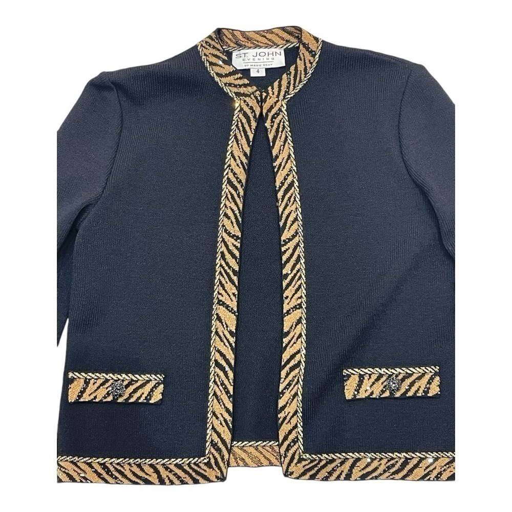 St.John Evening by Marie Gray, Gold and Black Jacket Women’s size 4 - Picture 2 of 13